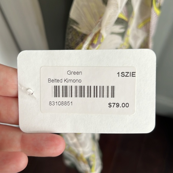 Kimono robe chiffon lightweight spring summer one size belted green brown yellow - Picture 4 of 4